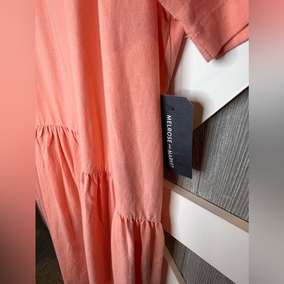 396. NWT Melrose & Market Organic Cotton Seamed T-Shirt Dress in Coral Amber 2X - Picture 4 of 8